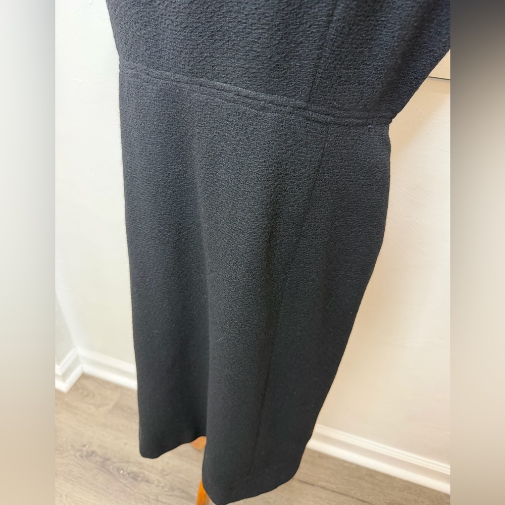 Insane Vintage Black Wool Beaded Sheath Dress Mid-Century Handmade Con Matic Zip - Picture 8 of 17